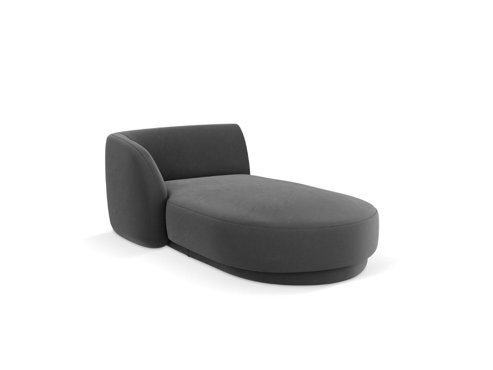 CHAISELONGUE links Miley aus Samt grau - Grau, Textil (90/70/156cm) - Micadoni