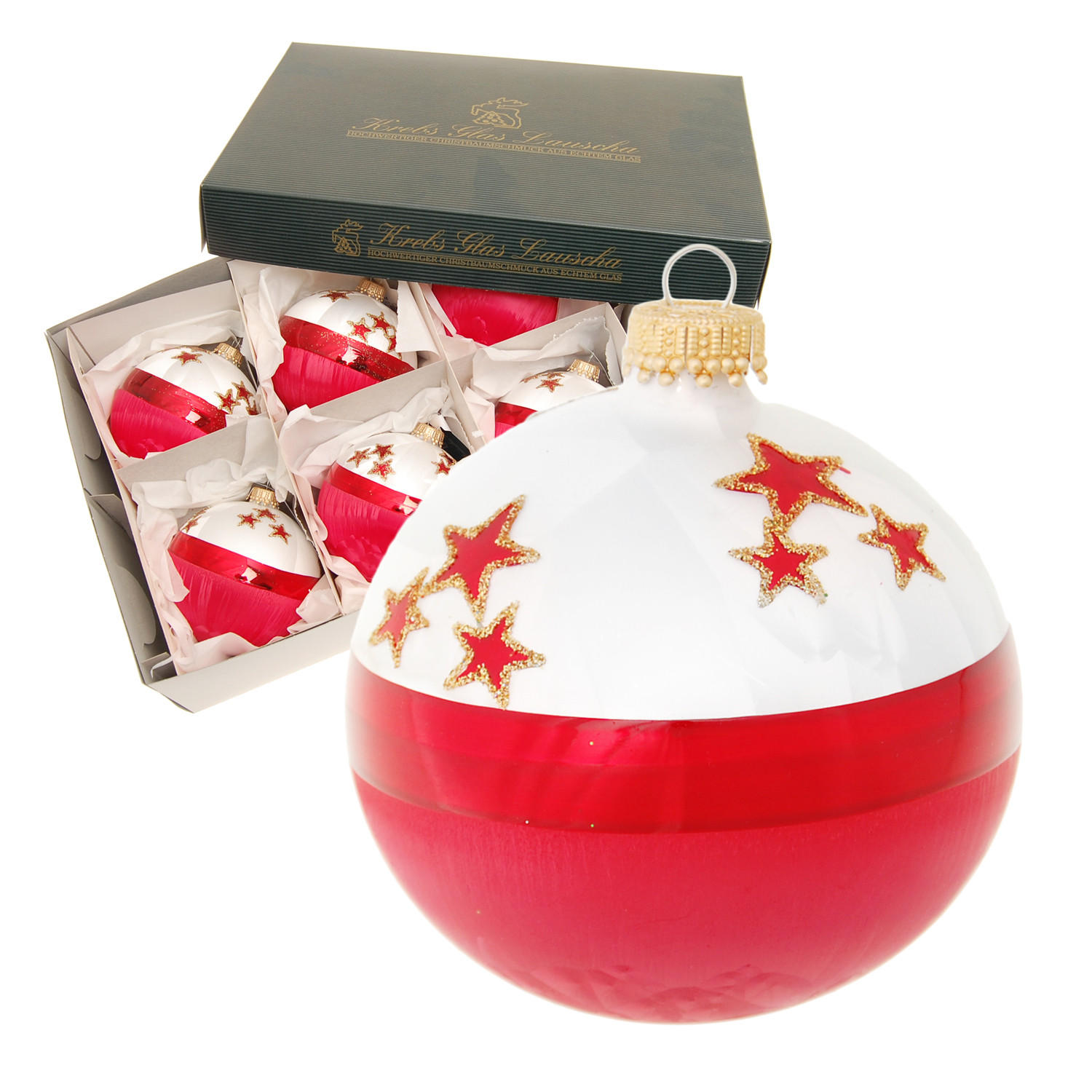 Krebs Glas Lauscha Christbaumkugeln Rot 8x8x8 cm