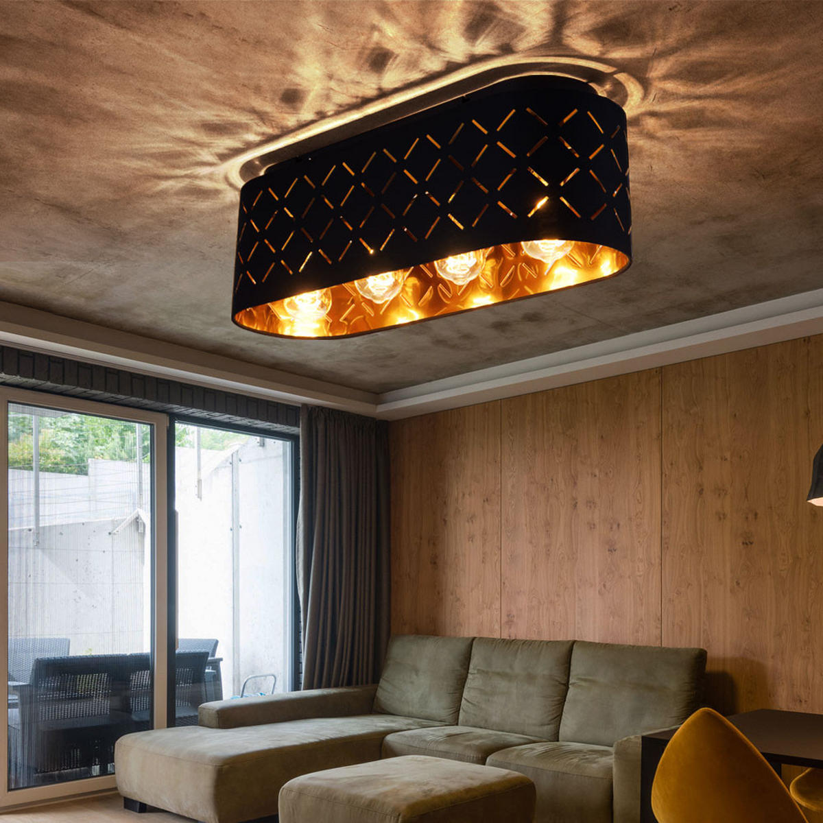 DECKENLEUCHTE Clarke Metall Schwarz - Schwarz, Metall (60/20/18cm) - Globo Lighting