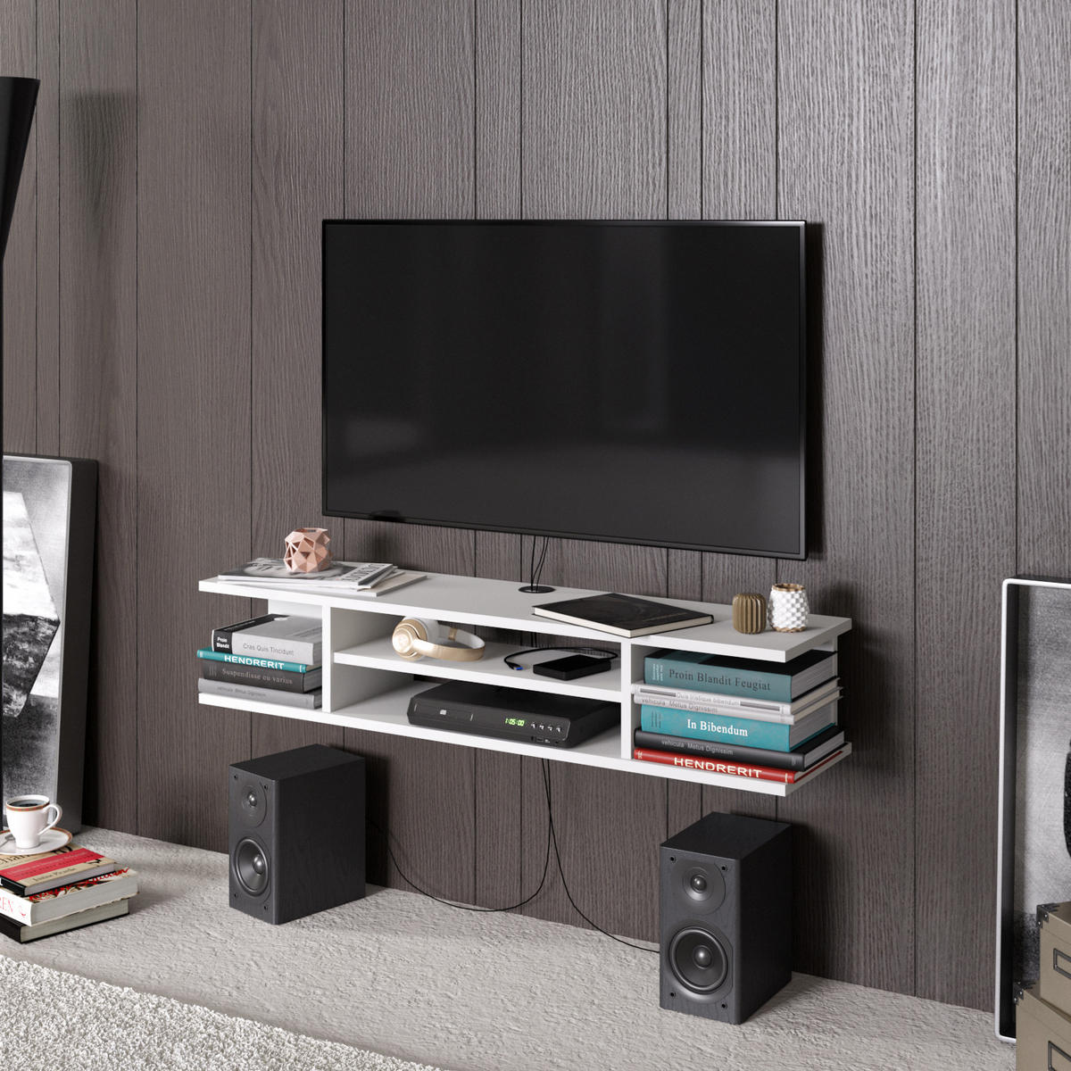 TV-ELEMENT Pivot Weiß - Weiß, Holzwerkstoff (29.5/23.2/120cm) - Decorotika