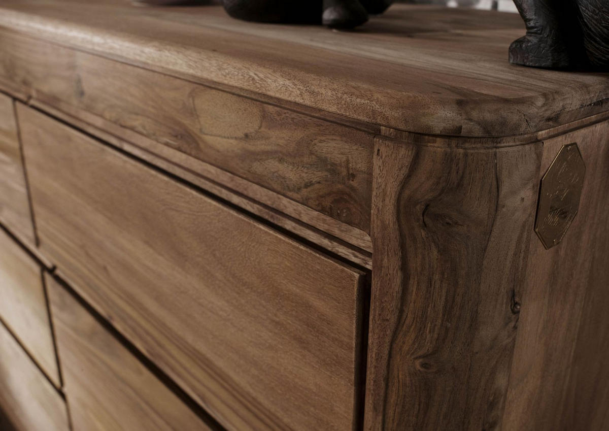 SIDEBOARD Sheesham 185x40x80 rot-braun gebeizt TORONTO #102 - Dunkelbraun, Holz (185/80/40cm) - Massivmoebel24