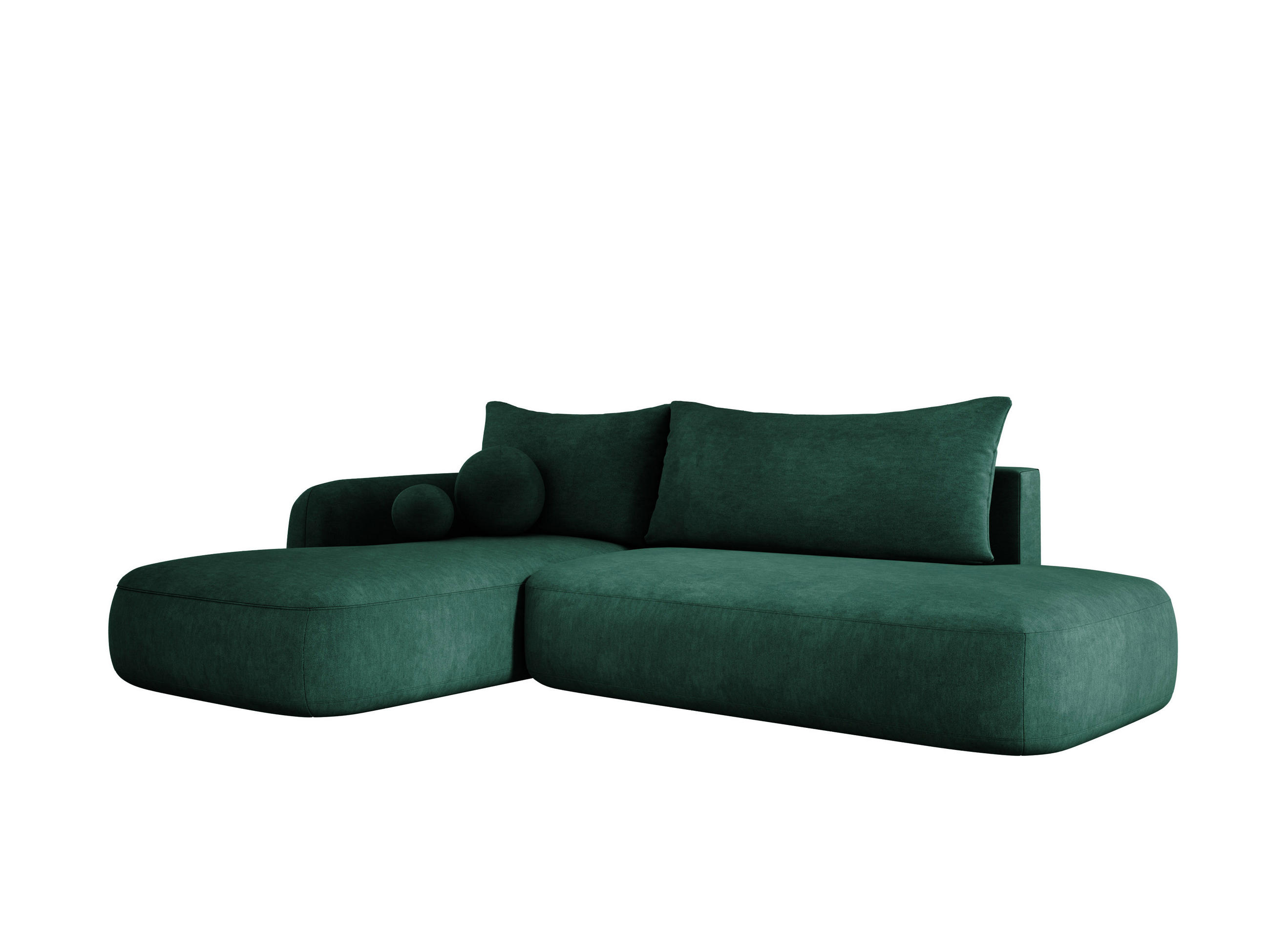 ECKSOFA BABU Mit Bettfunktion – Moderne Polsterecke Für Wohnzimmer Funktionales Schlafsofa Im Stoff CLOUD, 300x105x60cm, Linke, Grün - Jadegrün, Holz/Textil (190/300cm) - DomoHome