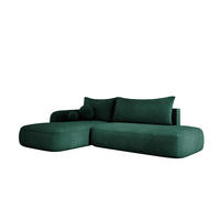 ECKSOFA BABU Mit Bettfunktion – Moderne Polsterecke Für Wohnzimmer Funktionales Schlafsofa Im Stoff CLOUD, 300x105x60cm, Linke, Grün - Jadegrün, Holz/Textil (190/300cm) - DomoHome