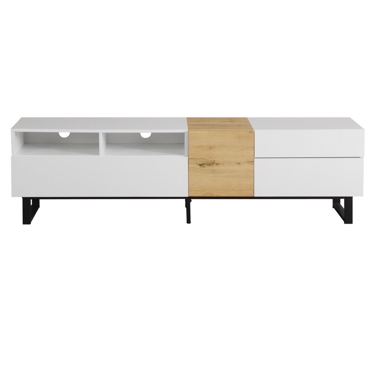 TV-ELEMENT mit Stauraum 180 x 38 x 50 cm MDF Weiß Holzoptik - Weiß, Holzwerkstoff (38/50/180cm) - Beauniv