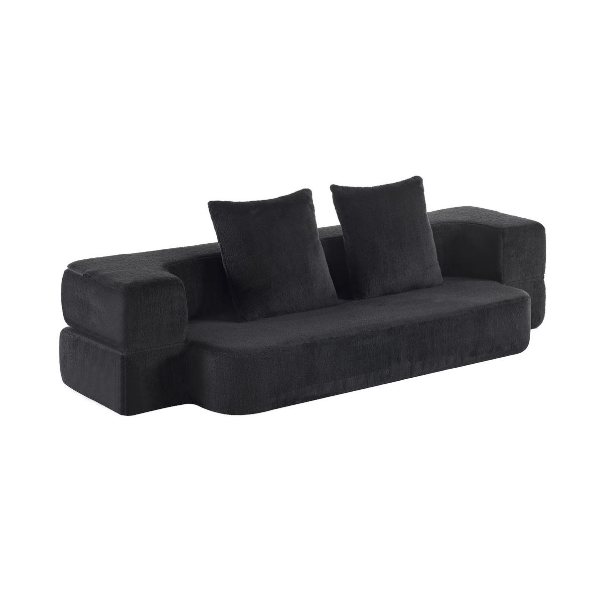 SCHLAFSOFA DE-34992 2-in-1 klappbar Schwarz - Schwarz, Textil (52/48/190cm) - ComfortXL