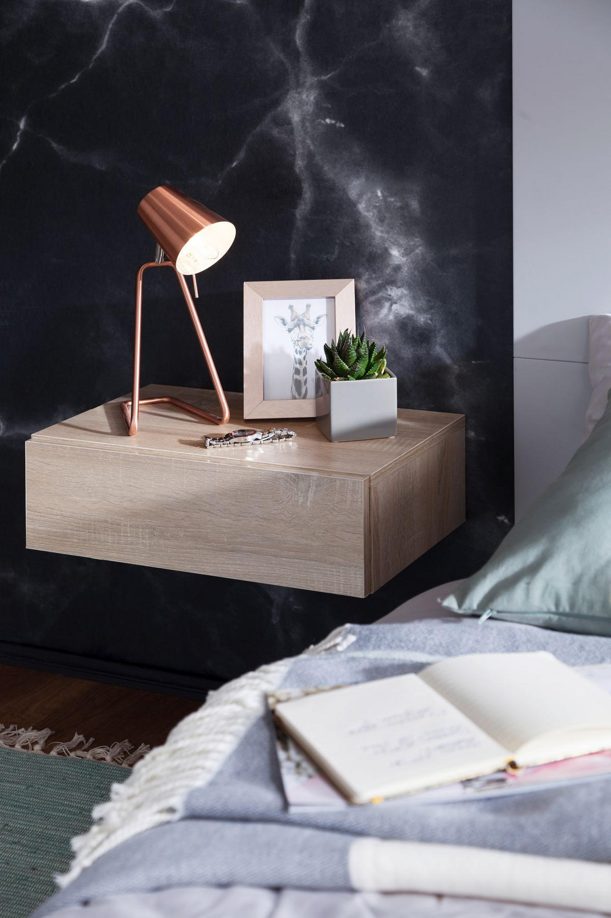 NACHTKONSOLE BESTAMI Holz Beistelltisch - Sonoma Eiche, Holzwerkstoff (30/15/46cm) - tinkaro