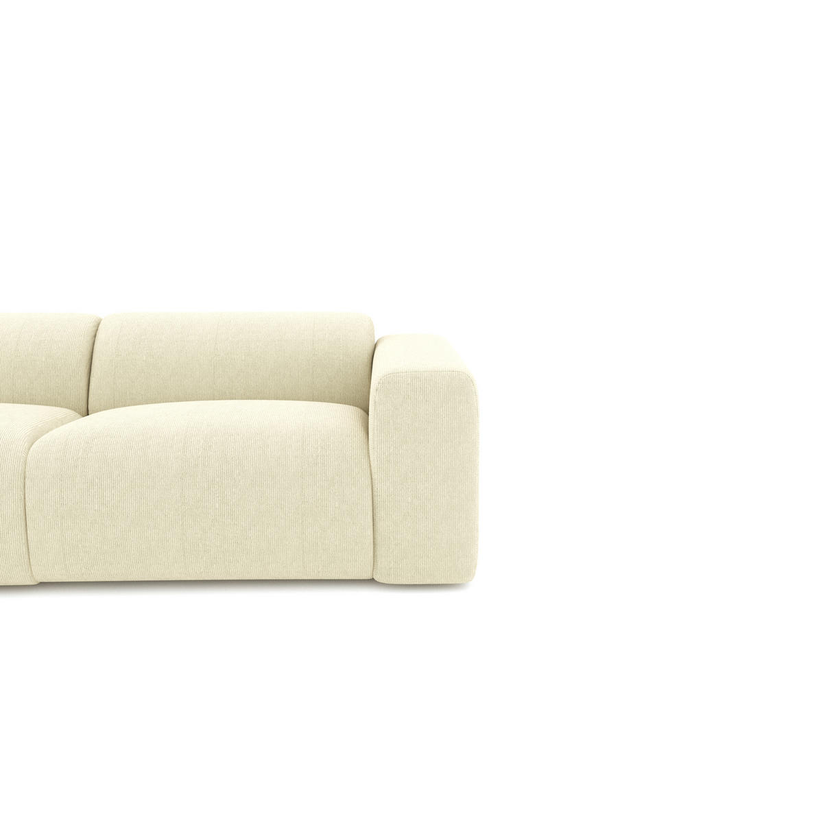 ECKSOFA LINKS Gerippter Samt Creme 280cm - Creme, Textil (280/165cm) - Sia Home