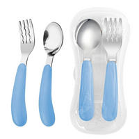KINDERBESTECK Set 2-teilig mit Reiseetui Blau - Hellblau, Metall