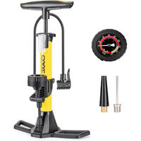 FAHRRADPUMPE mit Manometer für alle Ventile, 11 Bar - Gelb, Metall (8.2/44/21cm)