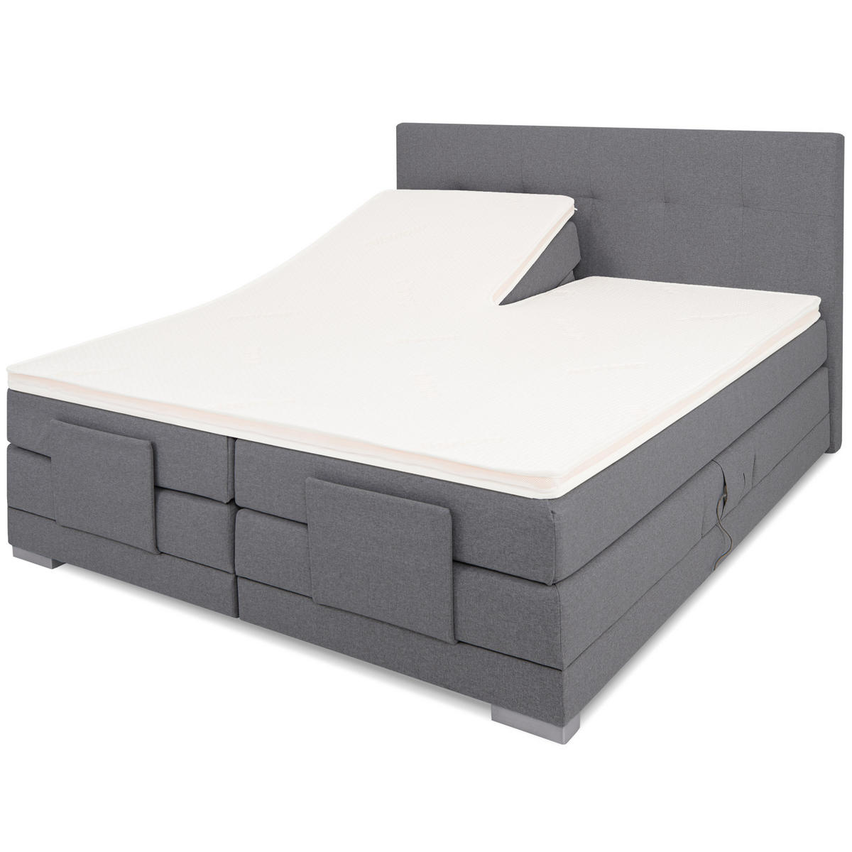 SPLIT-TOPPER für elektrische Betten Premium - Weiß, Textil (180/200cm) - wonello