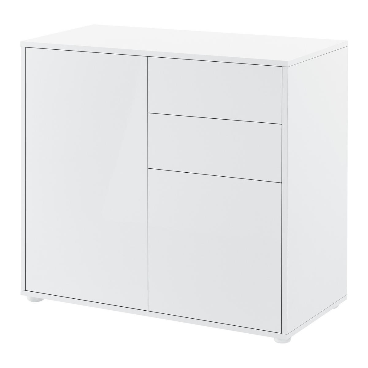 KOMMODE Paarl 2-türig - Weiß Hochglanz, Holzwerkstoff (79/74/36cm) - [en.casa]