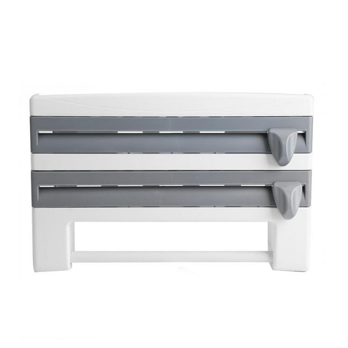 FRISCHHALTEFOLIENSPENDER grau mit Gewürzregal multifunktional 39/24/10 cm - Grau, Kunststoff (39/10/24cm) - Livingandhome