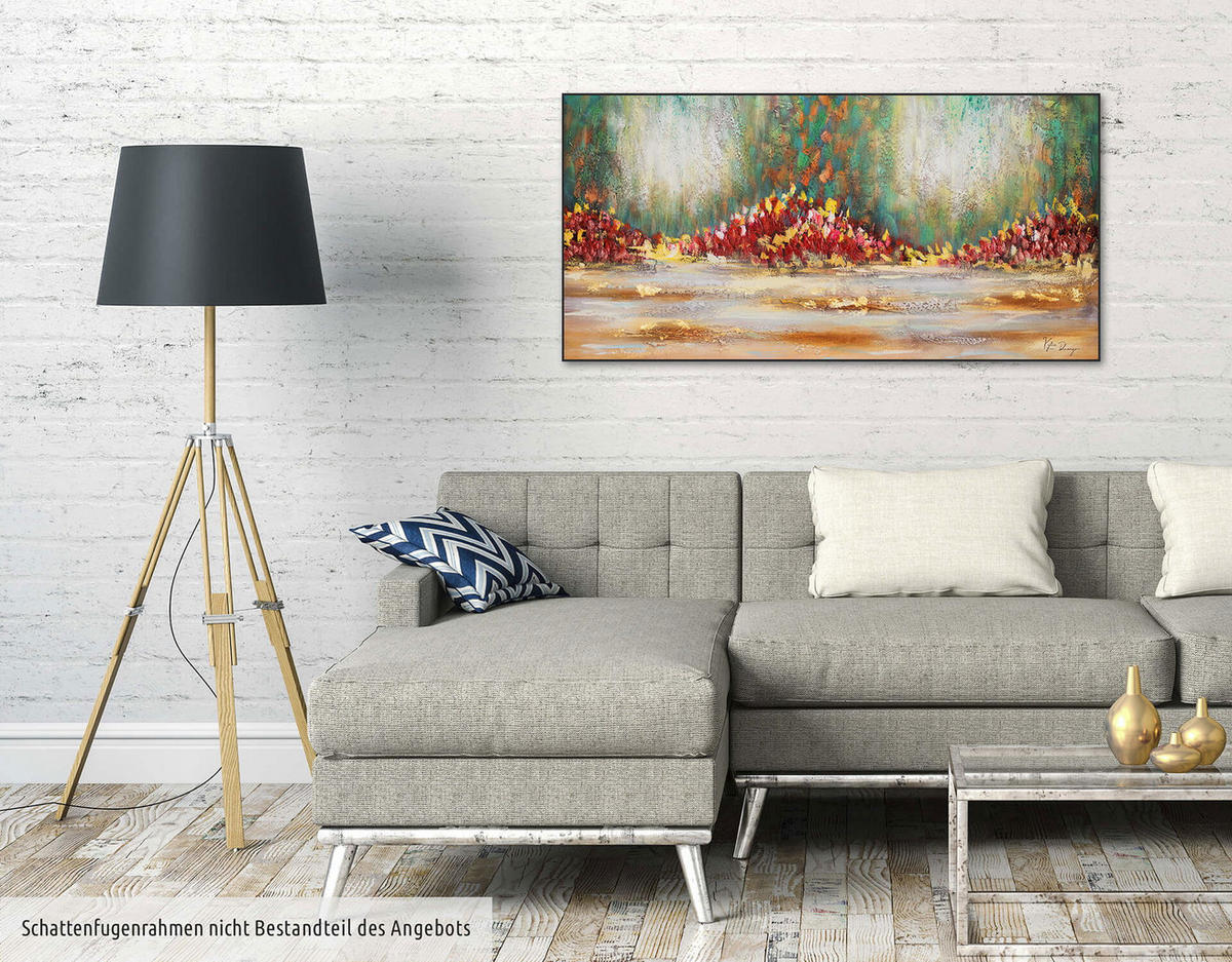 ACRYLBILD HANDGEMALT 120/60 cm - Blau/Rot, Holz/Textil (1.78/60cm) - KUNSTLOFT