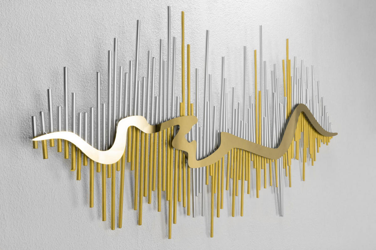WANDDEKO Gold 107/53 cm - Silberfarben/Goldfarben, Metall (4.9/53/5cm) - KUNSTLOFT