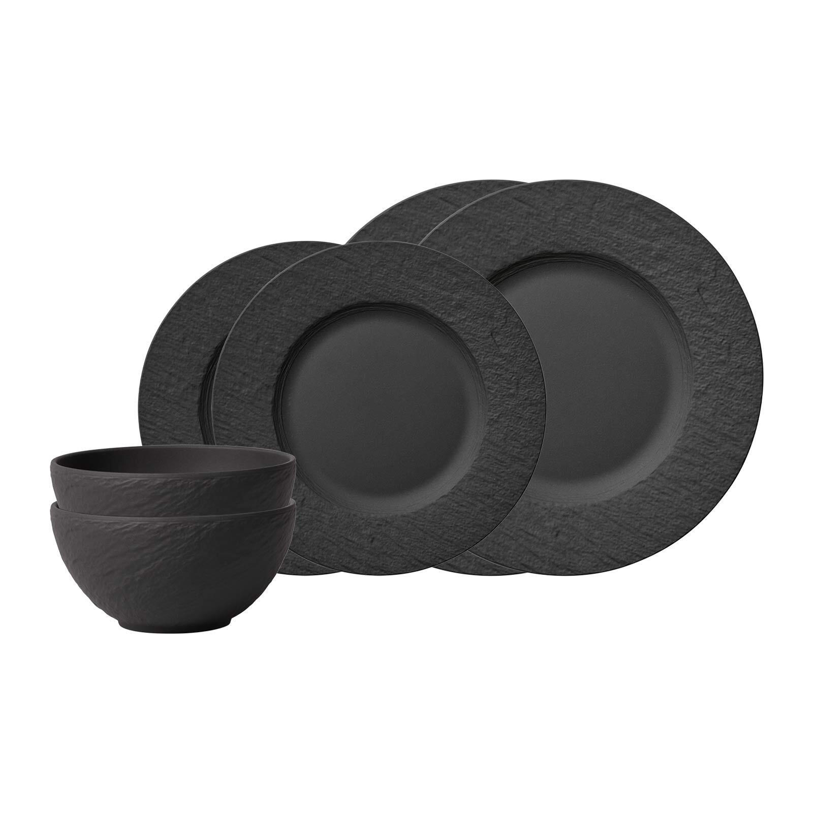 BASIC-SET Manufacture Rock schwarz 6er Set - Schwarz, Keramik (1/1/1cm) - Villeroy & Boch