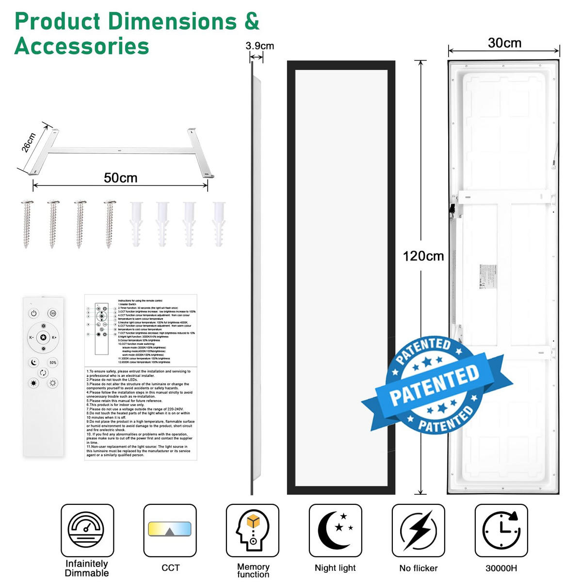 DECKENLEUCHTE PA1061WB LED Panel 120/30/3.9 CM 2er-Set - Weiß, Metall (58/20/3.9cm) - LOVHAUS