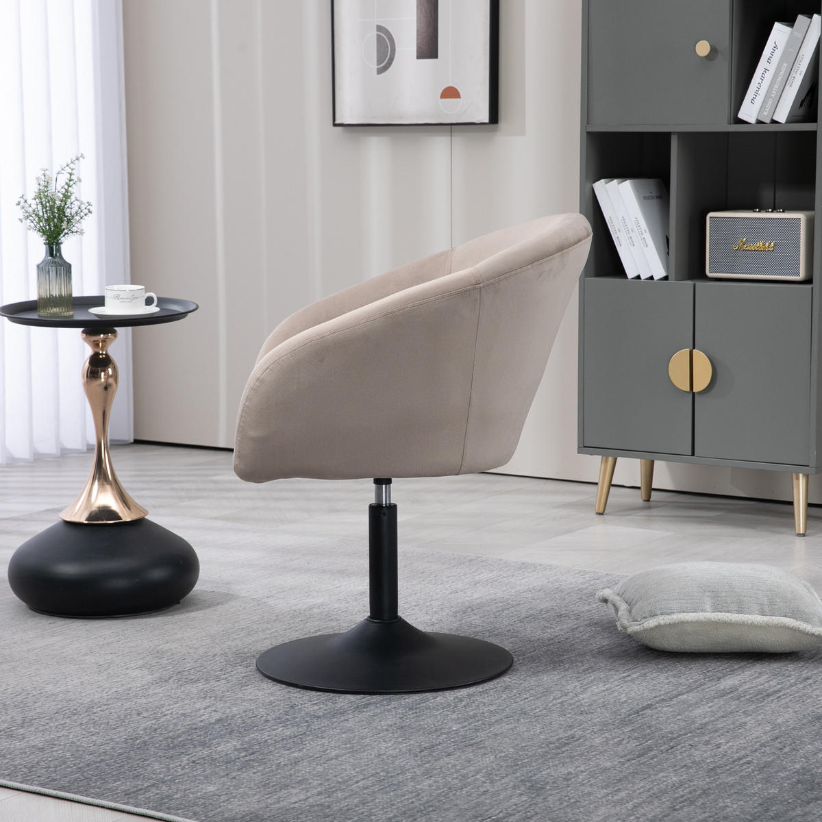 LOUNGESESSEL JAMAIKA mit Armlehnen Samt - Taupe, Textil (59/95/59cm) - SVITA