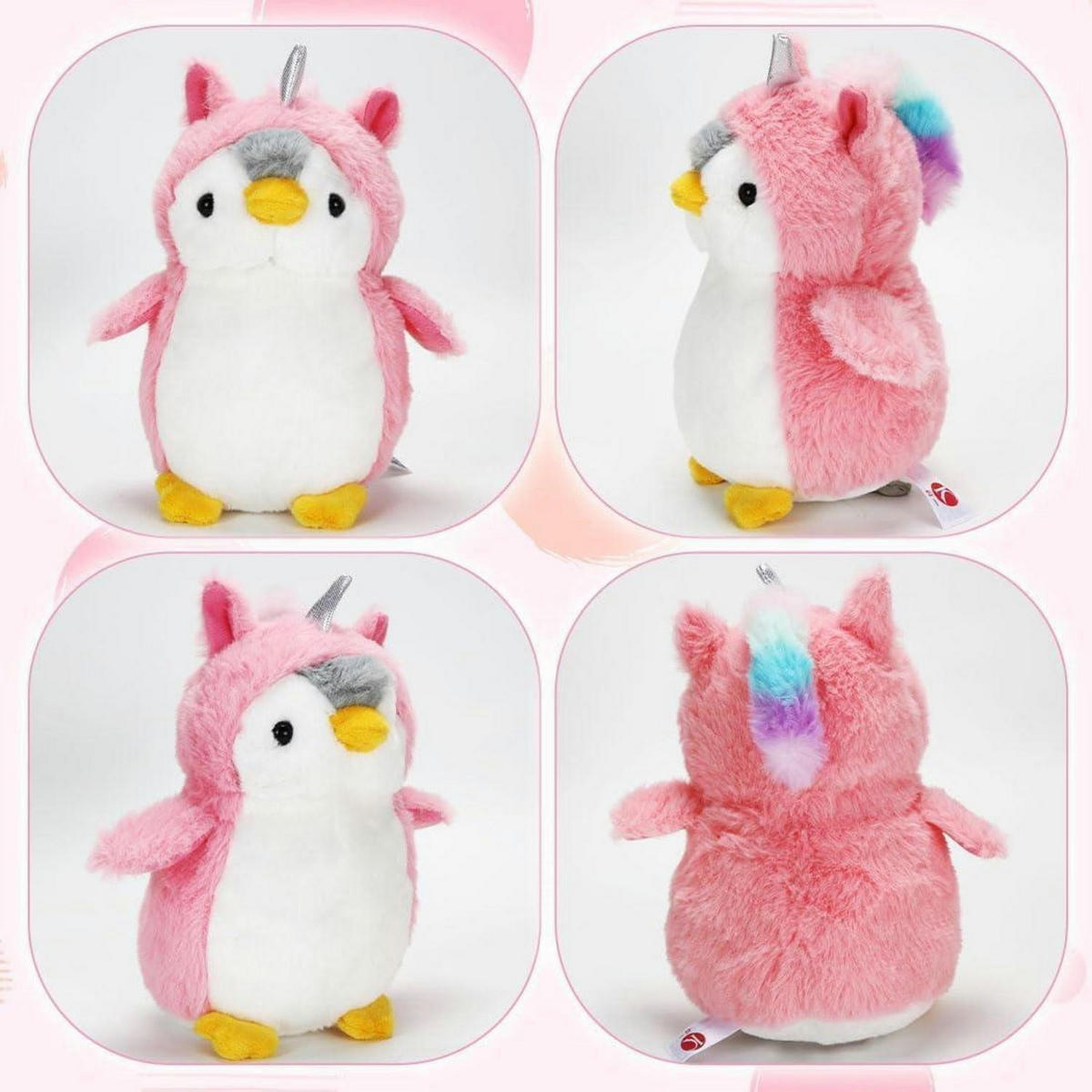 KUSCHELTIER Pinguin Rosa Einhorn 20 cm - Rosa, Textil (14/20cm)