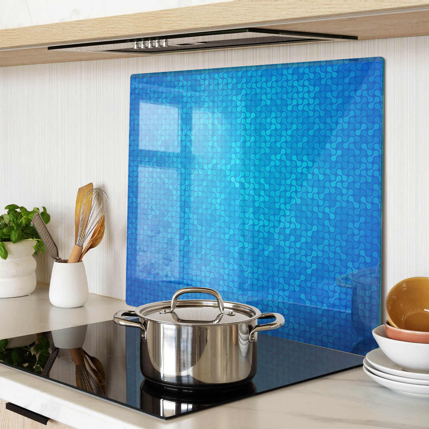 GLASPLATTE 60x52 cm Abstrakt - Blau, Glas (60/0.4/52cm) - TULUP