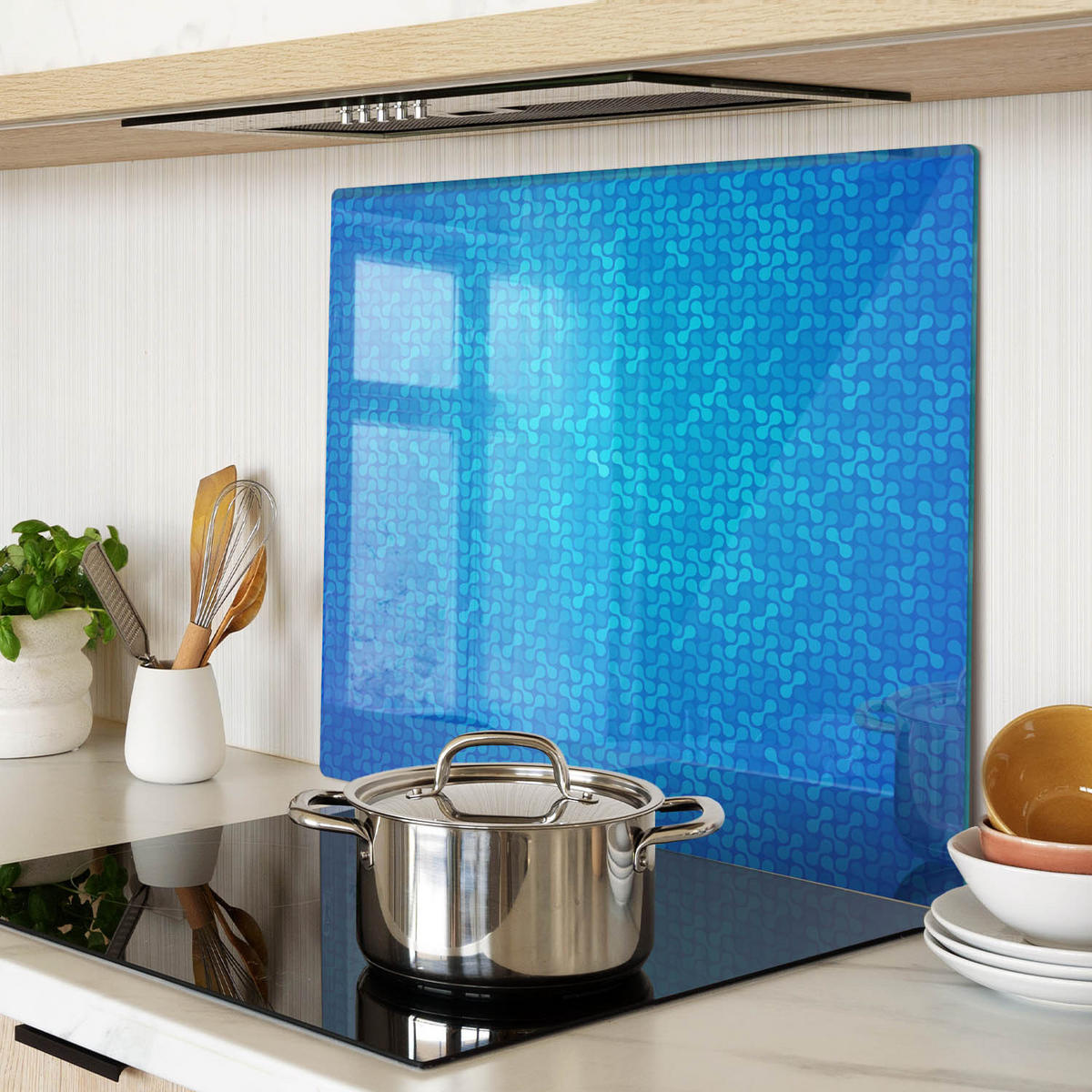GLASPLATTE 60x52 cm Abstrakt - Blau, Glas (60/0.4/52cm) - TULUP