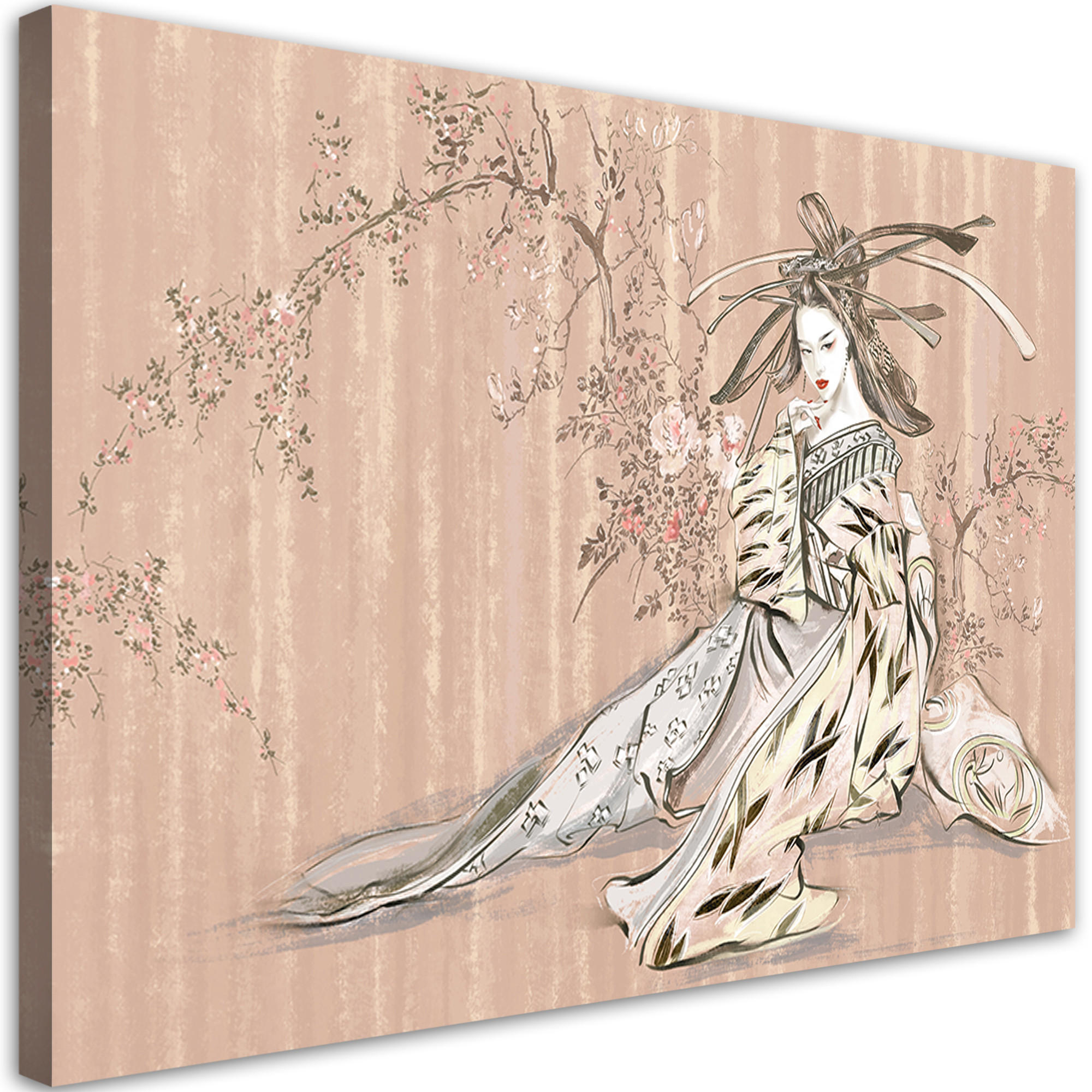 WANDBILD traditioneller japanischer geisha - Orange, Textil (60/40cm) - Feeby