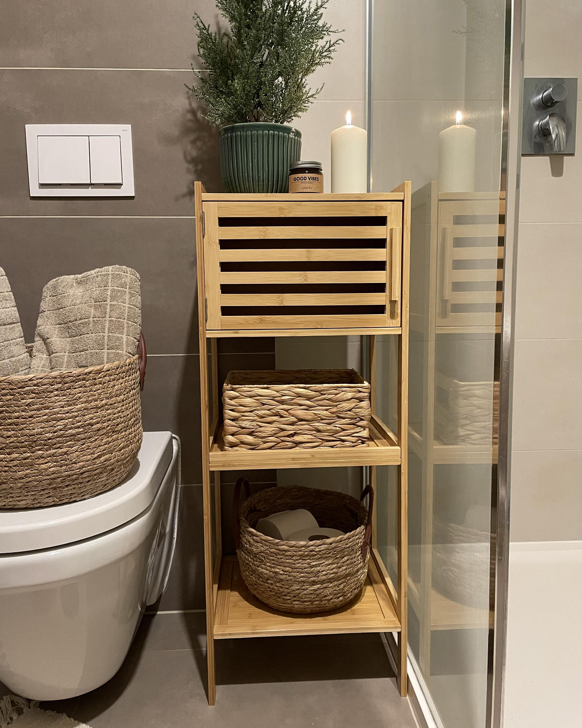REGAL Bambus Hellbraun Beckley - Braun, Holz (36/91/30cm) - Beliani