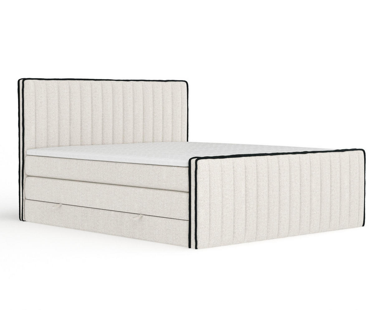 BOXSPRINGBETT Nocturne Beige 180/200 cm - Beige/Schwarz, Holz/Holzwerkstoff (180/200cm) - Maison de Reve