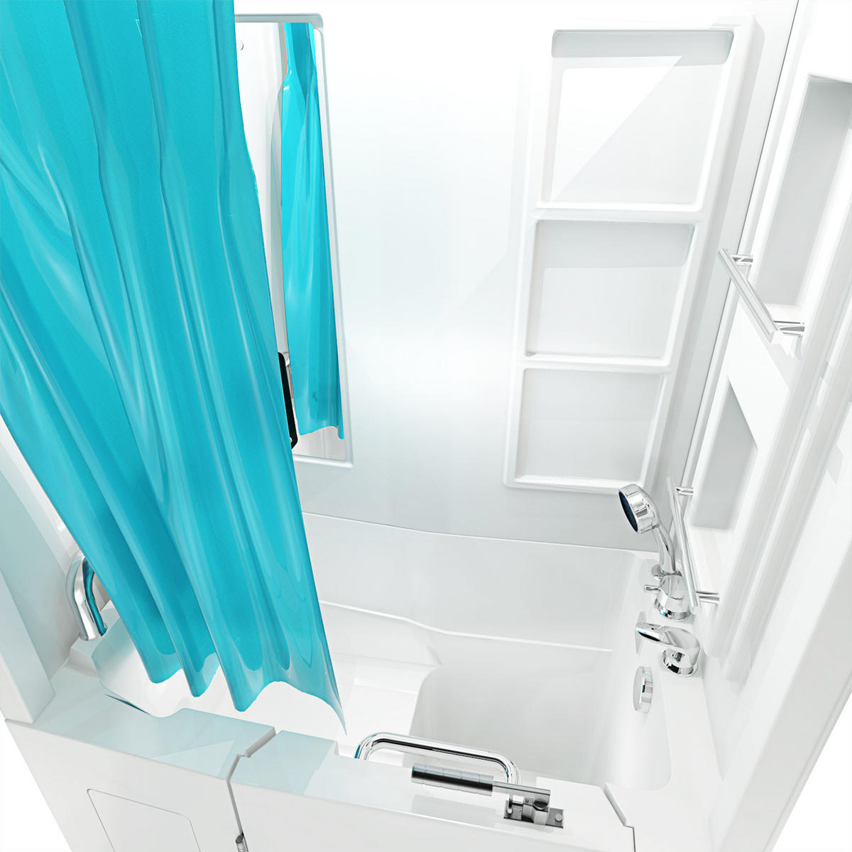 SENIOREN Dusche Sitzwanne Tür Seniorenwanne S08D-C-L - Weiß, Glas/Kunststoff (110/68/205cm) - AcquaVapore by Sandra Jentho