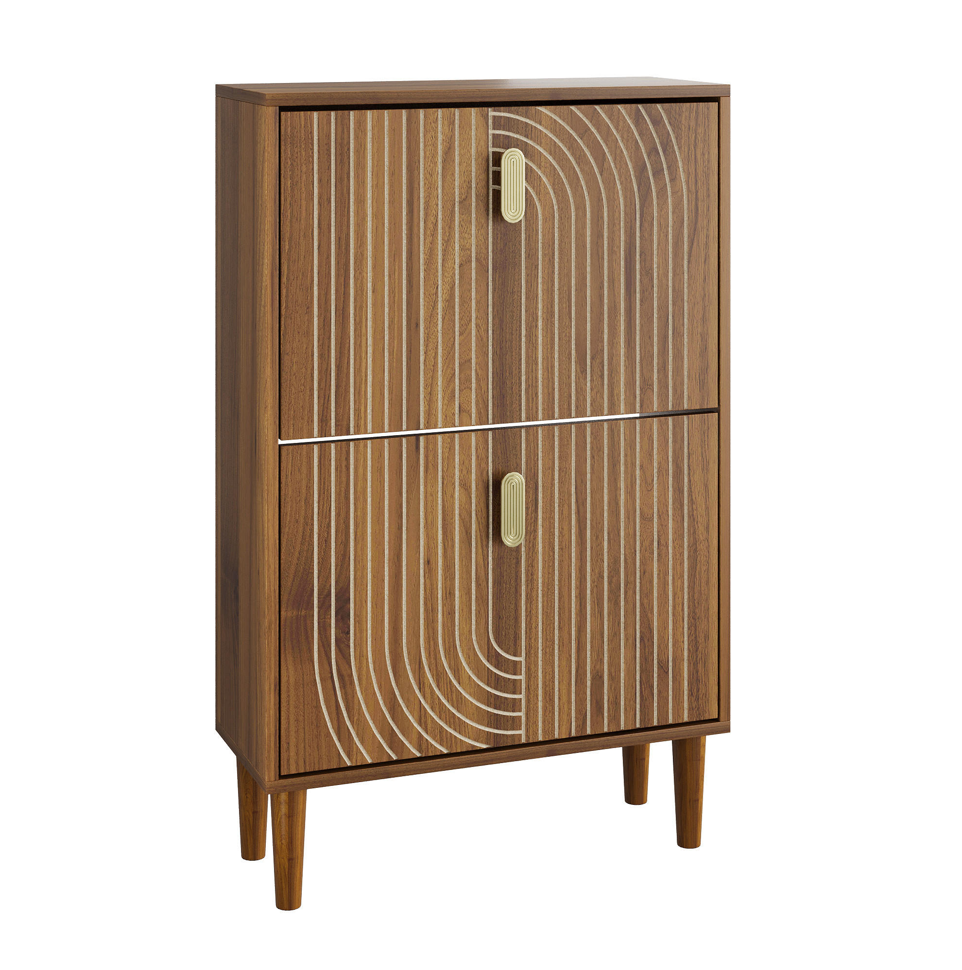 SCHUHSCHRANK 60 cm Braun mit 2 Klapptüren und verstellbaren Einlegeböden - Braun, Holzwerkstoff (60/96/24cm) - Flora Grace