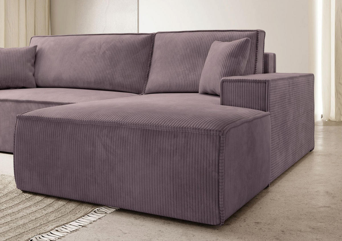 ECKSOFA Farese Rosa mit Cordbezug, rechts - Pink/Schwarz, Kunststoff/Textil (167/267cm) - Selsey