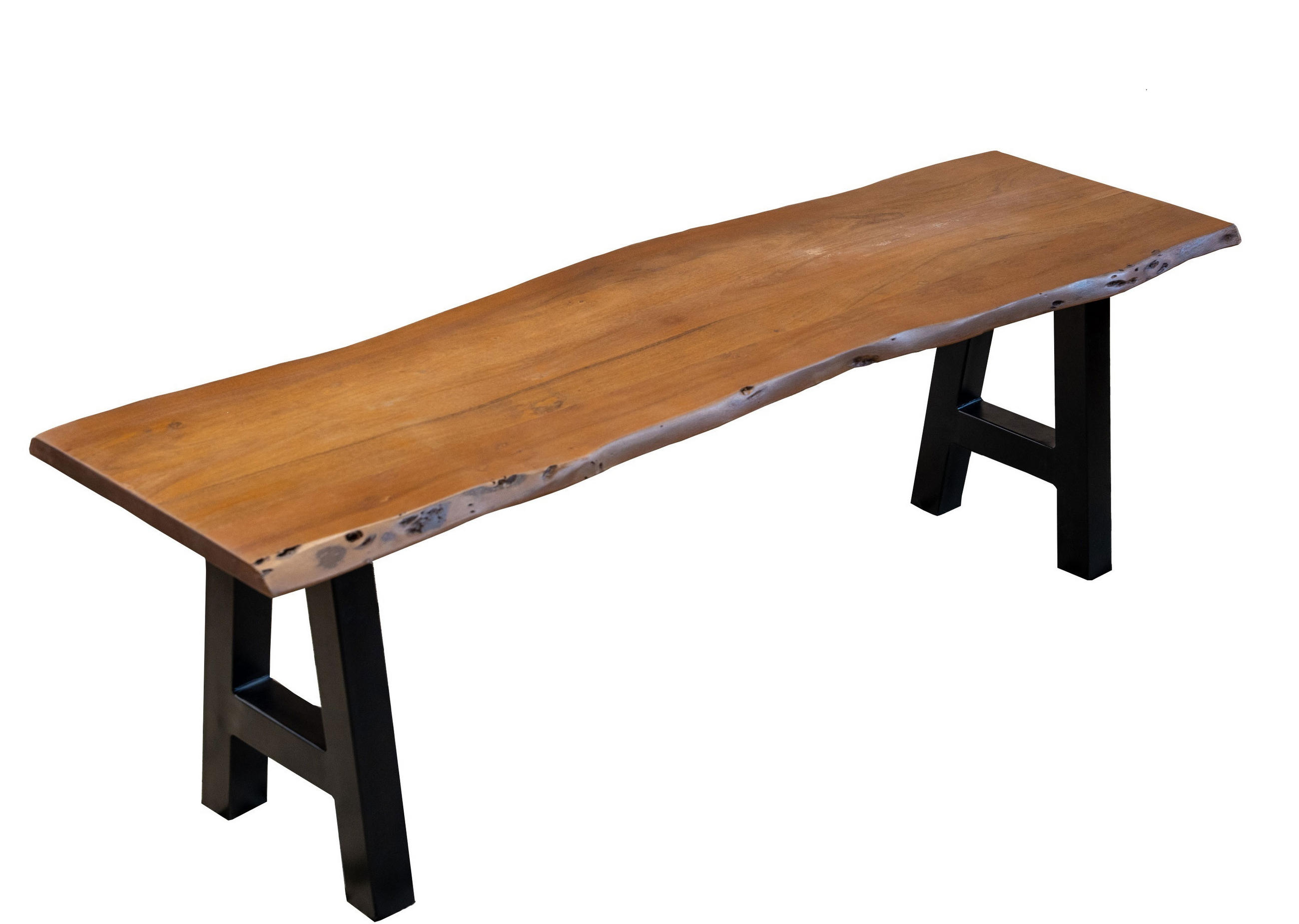 SITZBANK NOAH - Schwarz/Braun, Holz/Metall (200/45/42cm) - SAM