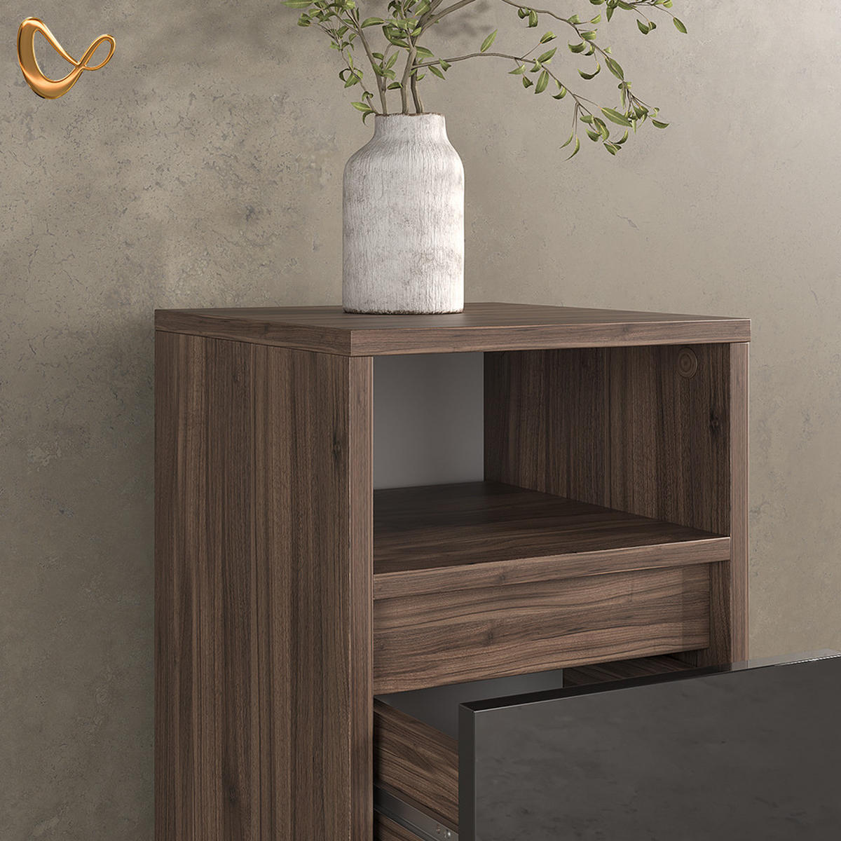 BADMÖBEL-SET Savuto Anthrazit 3 Teile - Anthrazit/Walnussfarben, Holzwerkstoff (60/62/30cm) - Livinity®