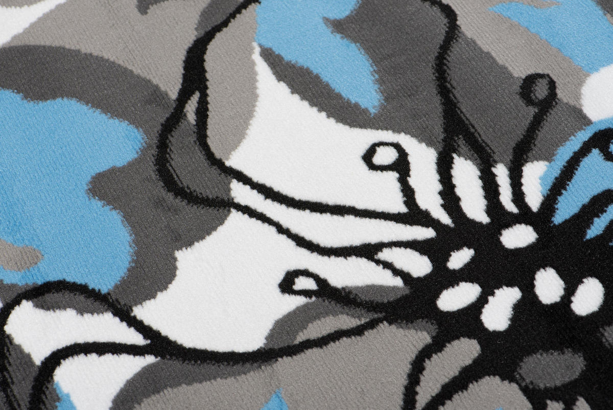 TEPPICH MAYA Blau Floral Blumen 80/150 cm - Blau, Textil (80/150cm) - Tapiso