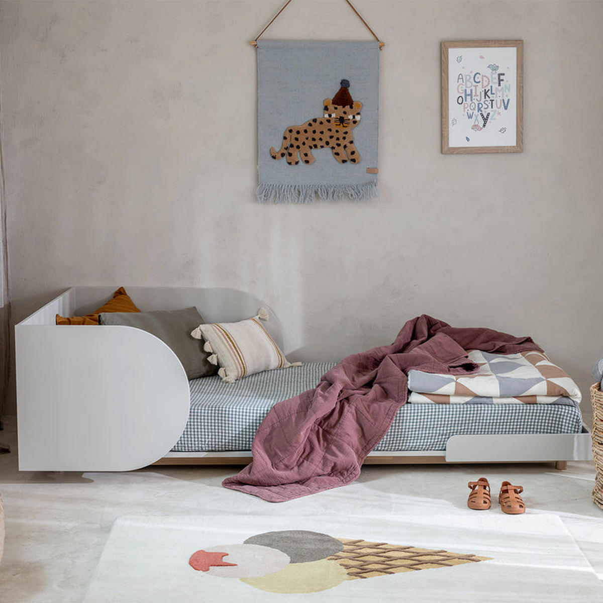 KINDERBETT 90/200 Bloom Beige und Holz - Beige, Holzwerkstoff (90/200cm) - Petits-meubles