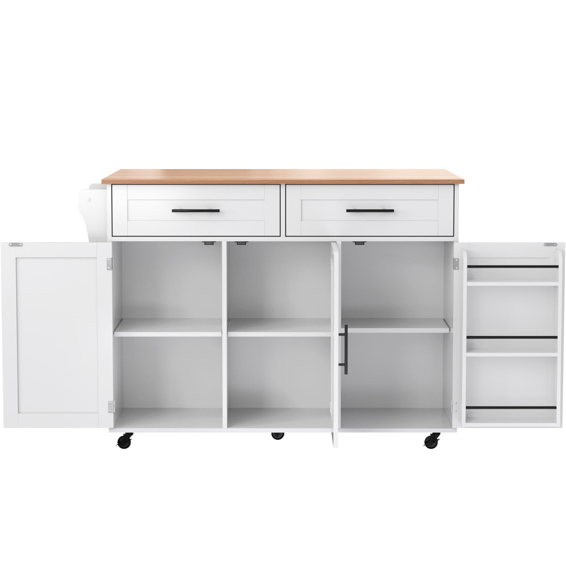 OKWISH SERVÍROVACÍ vozík 129/46(71)/91,5 cm bílý z MDF s výklopnou deskou a kolečky