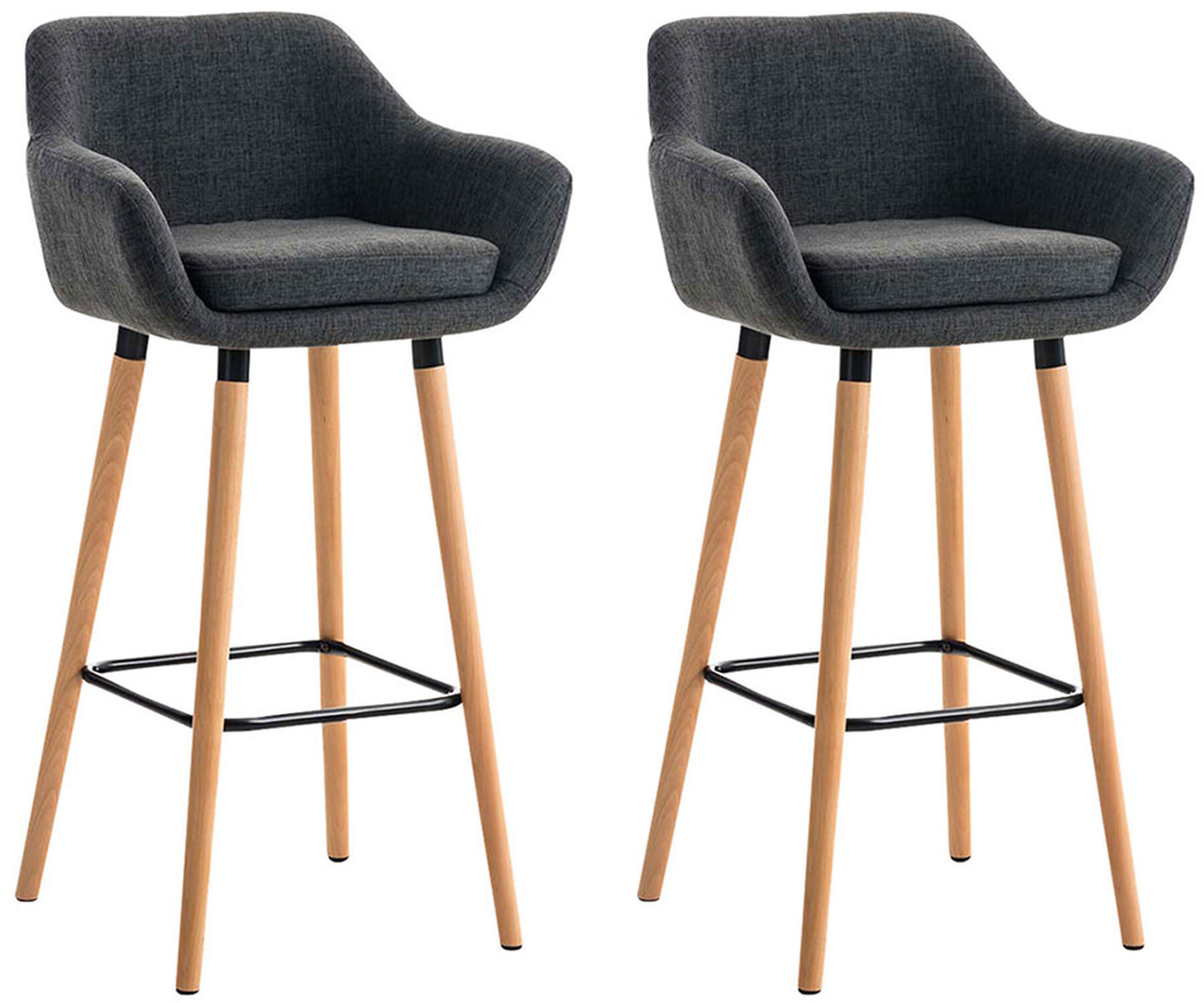 BARHOCKER Grande, 2er Set, Gestell Holz, Stoff Dunkelgrau - Dunkelgrau/Braun, Holz/Textil (55/99/46cm) - TPFLiving