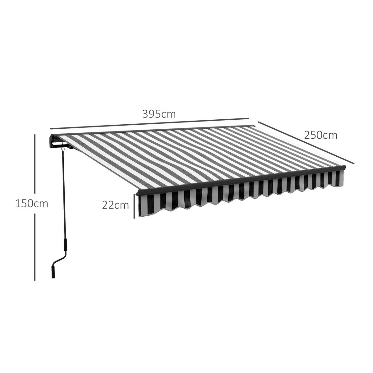 GELENKARMMARKISE, Aluminium, Grau+Weiß - Multicolor, Metall (250/150/395cm) - Outsunny