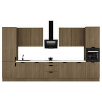KÜCHENZEILE 420 cm - SorentoKS7-M420 - in Dunkle Eiche - Eichefarben/Schwarz, Holz/Metall (420/247/58cm)