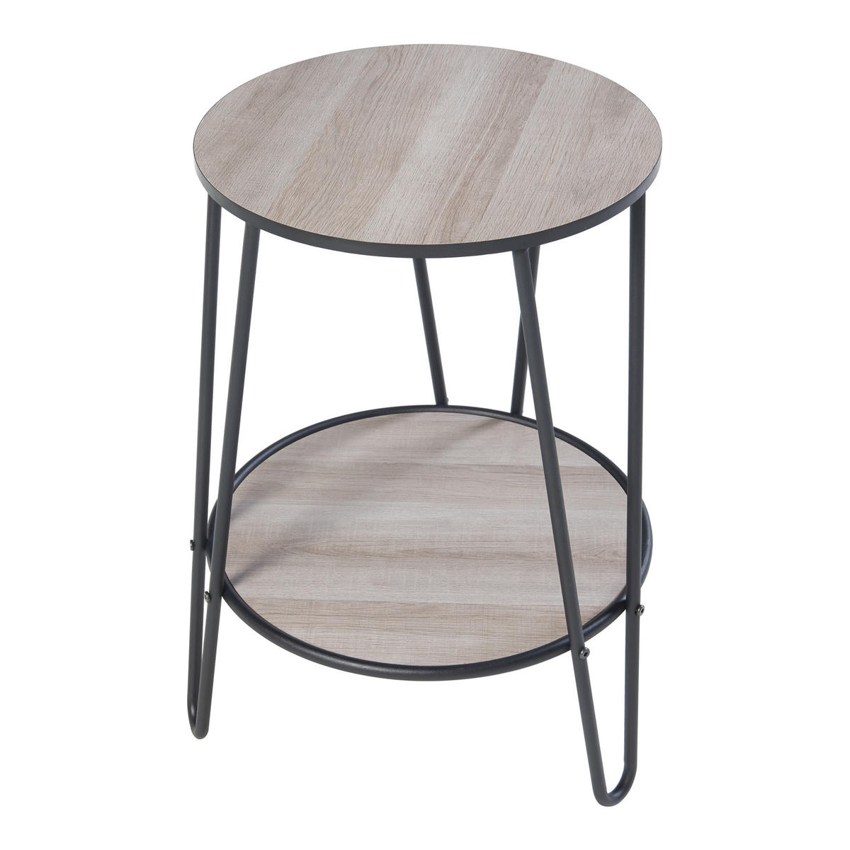 BEISTELLTISCH Ylöjärvi - Eichefarben/Schwarz, Holzwerkstoff/Metall (44/44/61cm) - [en.casa]