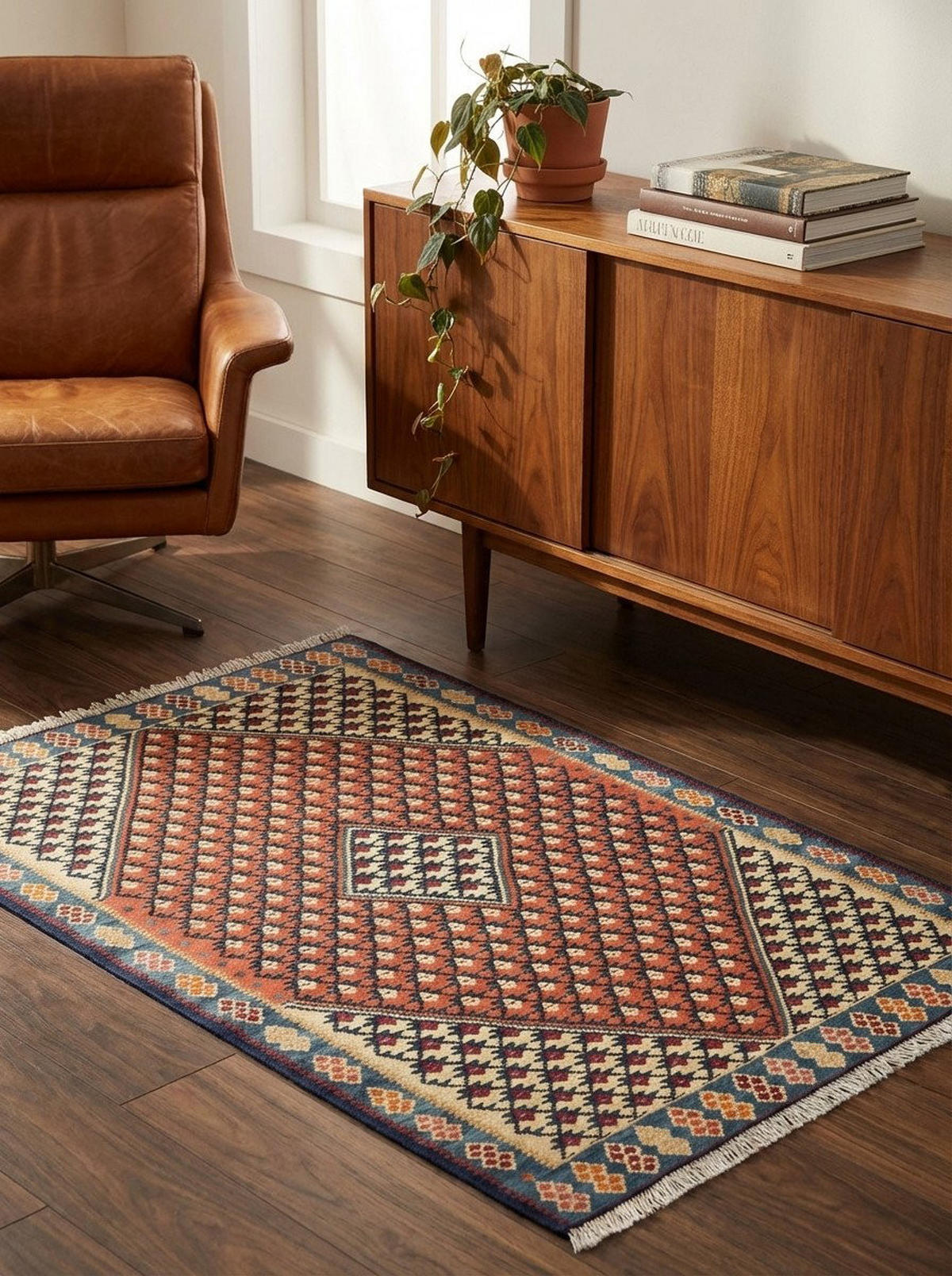 HANDWEBTEPPICH Kelim Senneh Rot 156/105 cm Schurwolle - Rot, Textil (105/156cm) - Looma