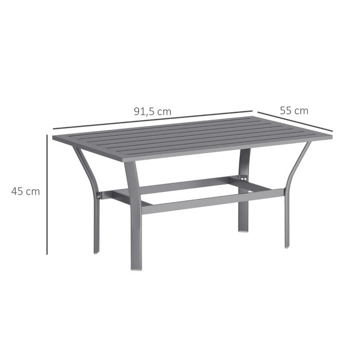 GARTEN-BEISTELLTISCH 91,5/55/45 cm aus Metall mit Latten-Design und wetterfester Oberfläche, Dunkelgrau - Naturfarben, Metall (91.5/55/45cm) - Redom