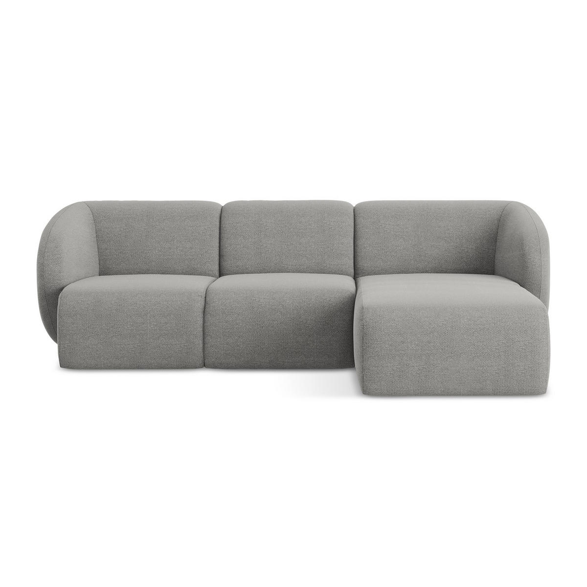 ECKSOFA Rechts Bouclé Stoff Grau - Hellgrau/Schwarz, Holzwerkstoff/Kunststoff (248/166cm) - LaMiaSofa
