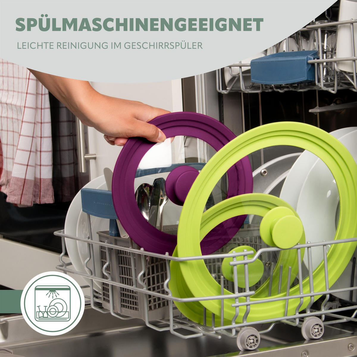 UNIVERSAL-GLASDECKEL, 30/32/34 cm, lila - Lila, Glas (35/35/6cm) - bremermann