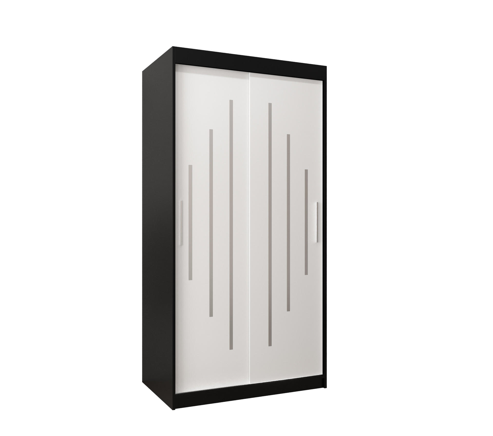SCHWEBETÜRENSCHRANK 200/100/62 2-türig - Silberfarben/Schwarz, Holz/Kunststoff (100/200/62cm) - Abiks Möbel
