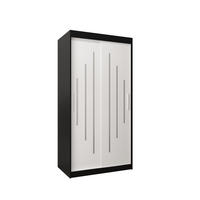 SCHWEBETÜRENSCHRANK 200/100/62 2-türig - Silberfarben/Schwarz, Holz/Kunststoff (100/200/62cm) - Abiks Möbel