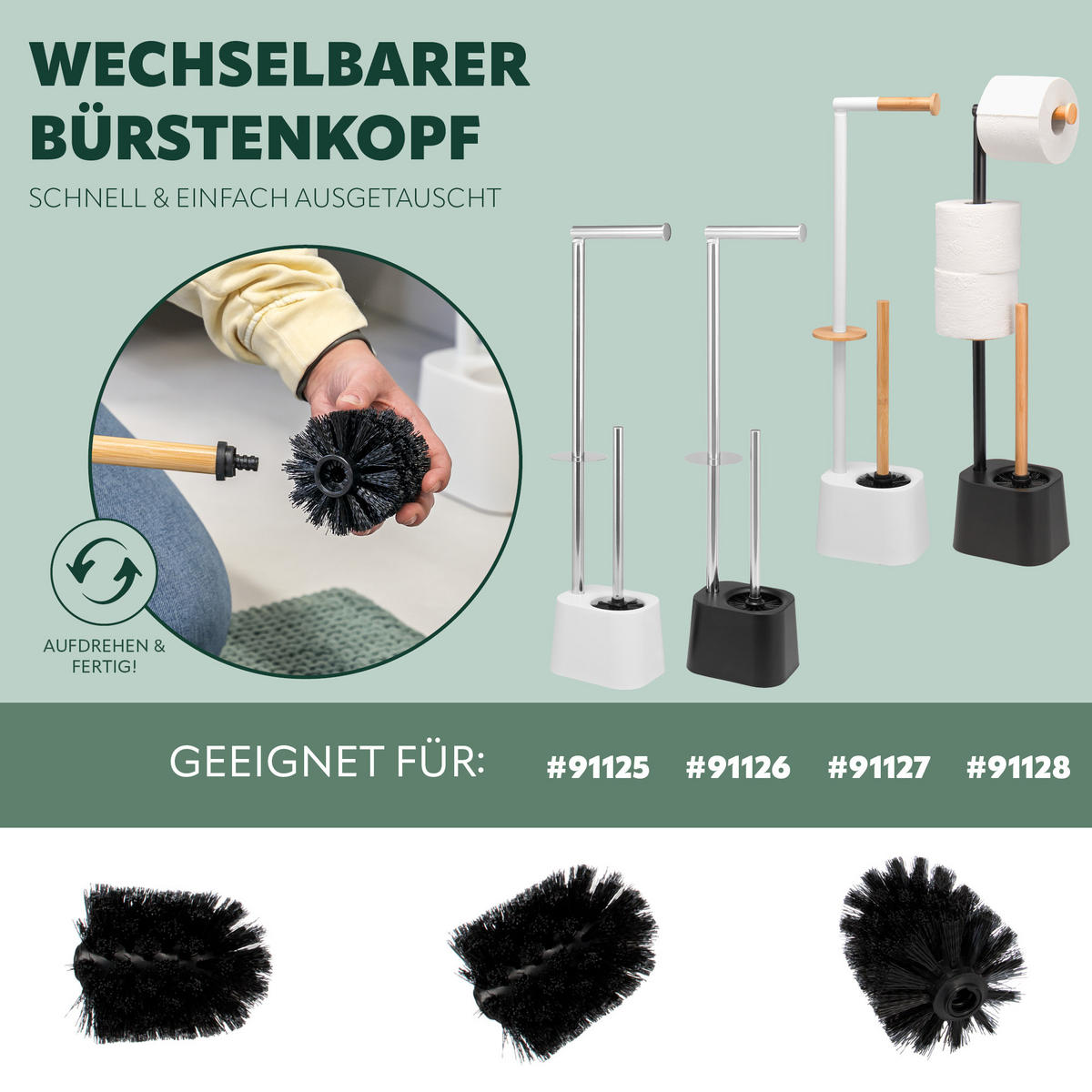 ERSATZBÜRSTEN-SET, schwarz, Kunststoff - Schwarz, Kunststoff (6/10cm) - bremermann