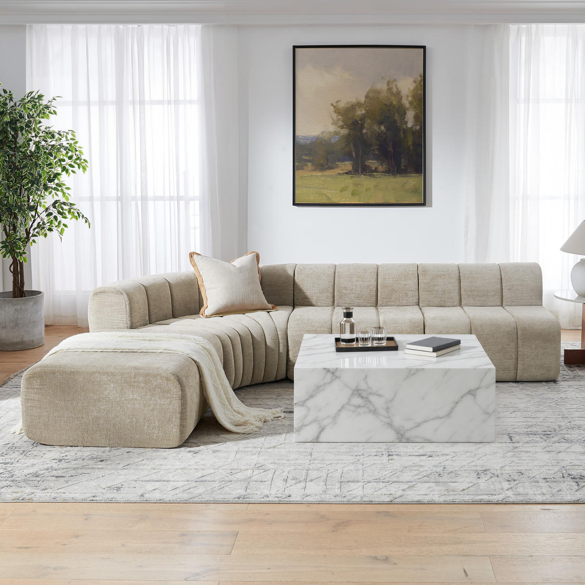 ECKSOFA DE-34633 4-Sitzer modular Braun - Braun, Textil (189/283cm) - ComfortXL