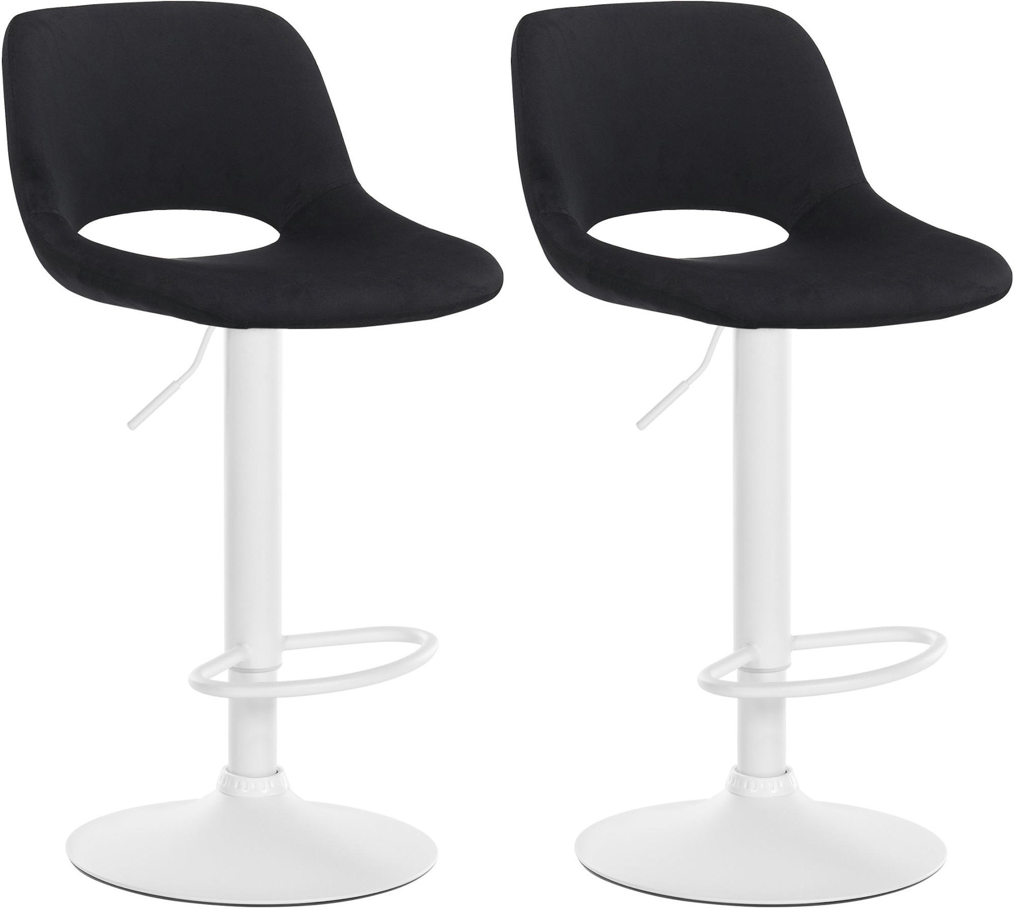 BARHOCKER 2er Set Samt schwarz - Schwarz/Weiß, Textil/Metall (42/86/46cm) - CLP