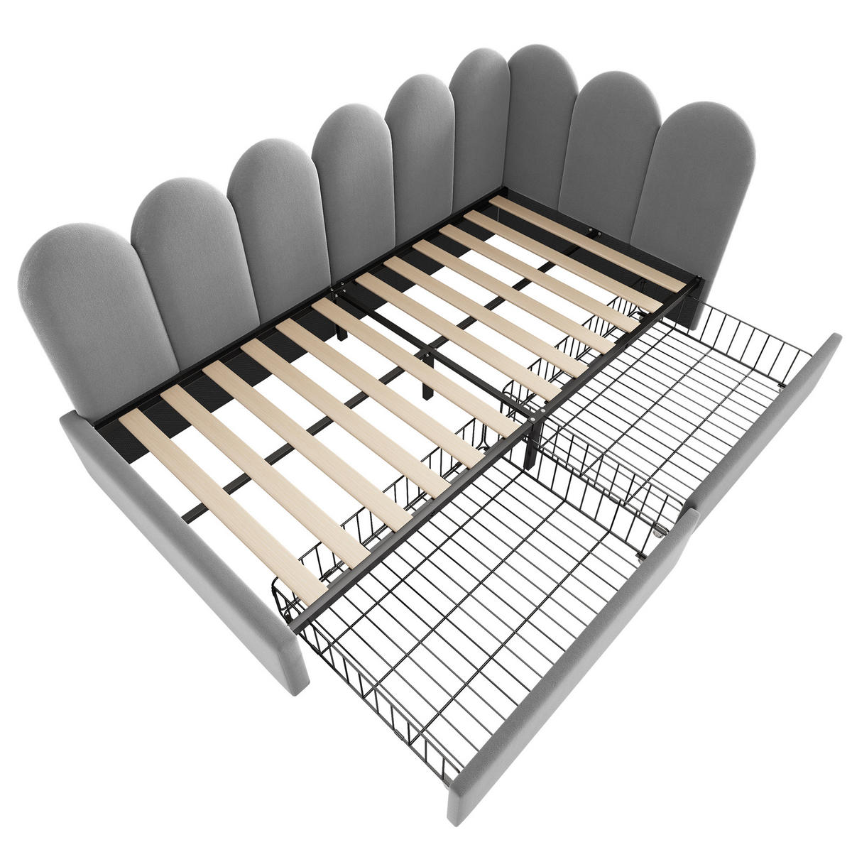 KINDERBETT 90/200 cm DE-00546, in Grau, 2 Schubladen - Grau, Holz (90/200cm) - ComfortXL