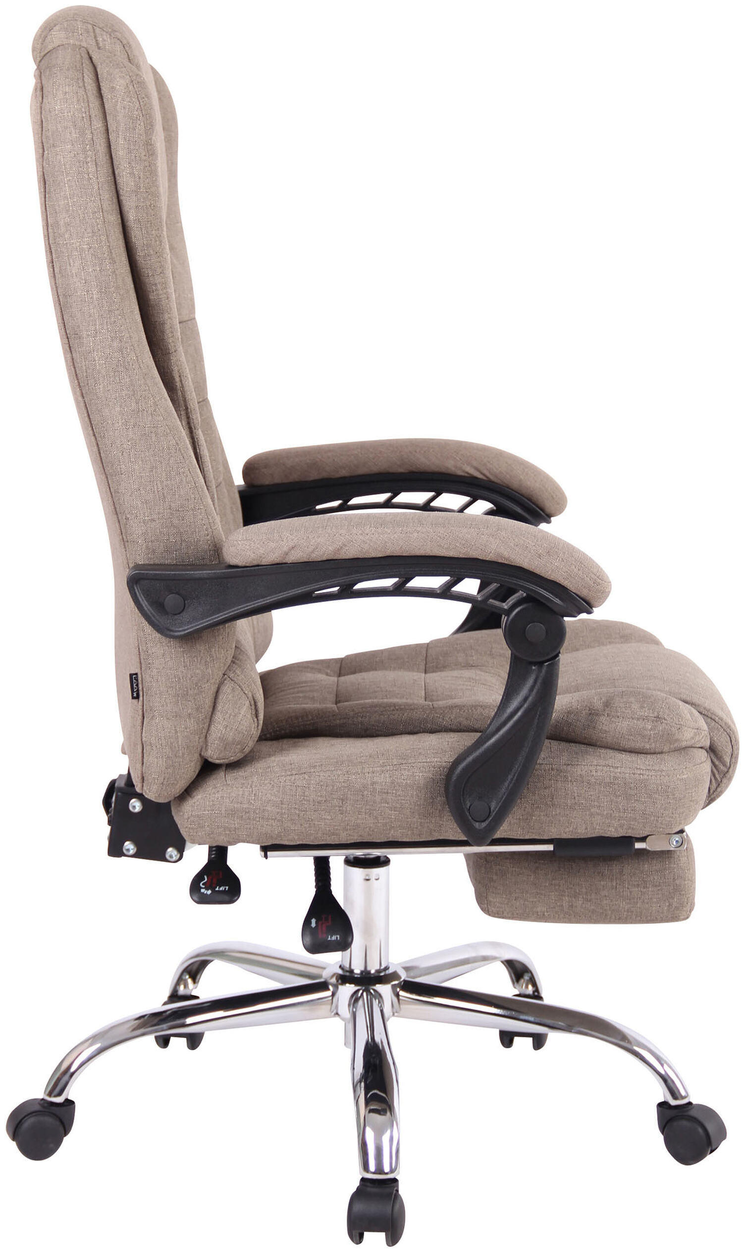 Thumbnail - TPFLiving Bürostuhl, Taupe, Textil, 67x125x68 cm, Arbeitszimmer, Bürostühle, Drehstühle